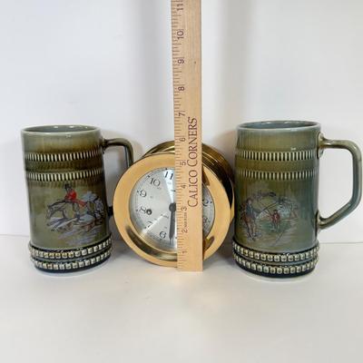 LOT 103: Airguide Brass Ships Bell & Pair of Irish Porcelain Ceramic Steins