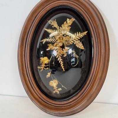 LOT 104: Antique Daguerreotype Photo, Lefton China Mini Lamp & Curved Glass Hawaiian Flora 24kt Gold Wall Decor