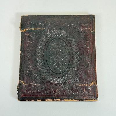 LOT 104: Antique Daguerreotype Photo, Lefton China Mini Lamp & Curved Glass Hawaiian Flora 24kt Gold Wall Decor