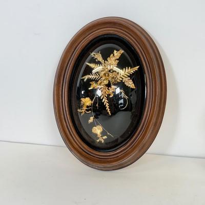 LOT 104: Antique Daguerreotype Photo, Lefton China Mini Lamp & Curved Glass Hawaiian Flora 24kt Gold Wall Decor