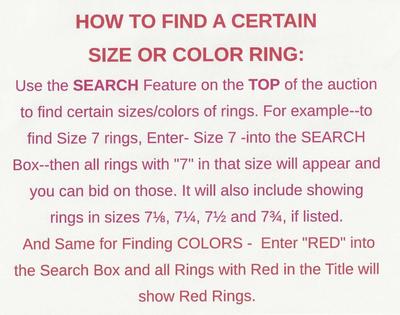 HOW TO FIND CERTAIN SIZE OR COLOR RINGS: