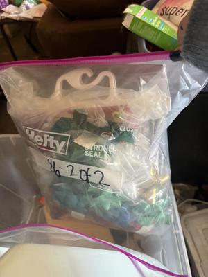 Wreath & tote with lights and misc