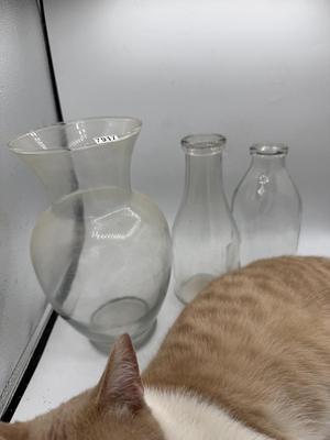Milk bottles & vase