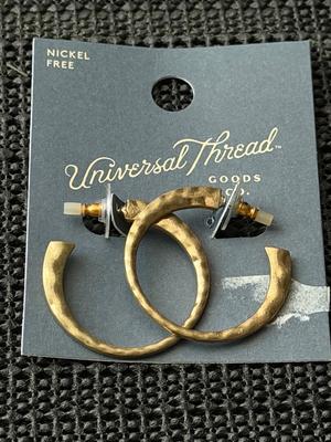 Universal Thread gold-tone, nickel-free, textured hoop earrings.