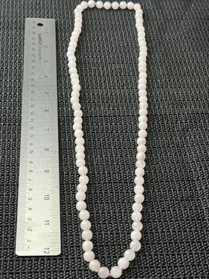 rose quartz type beaded necklace and bracelet set.