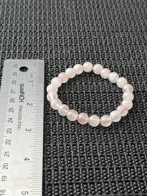 rose quartz type beaded necklace and bracelet set.