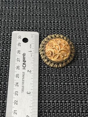 Vintage celluloid floral brooch like china marked