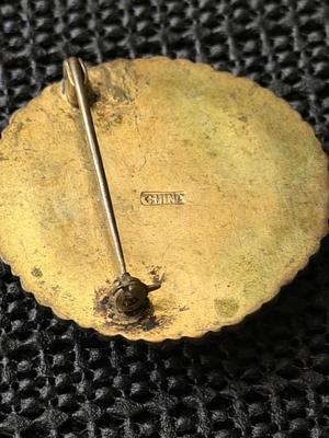 Vintage celluloid floral brooch like china marked