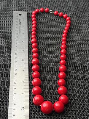 Red beaded collar statement necklace