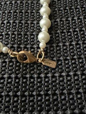 Kenneth lane vintage pearl red and green accent long necklace