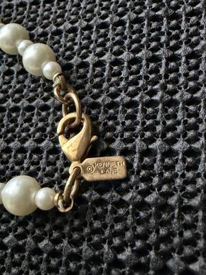 Kenneth lane vintage pearl red and green accent long necklace