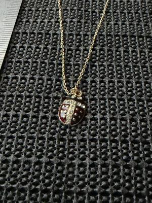 Vintage enamel ladybug necklace