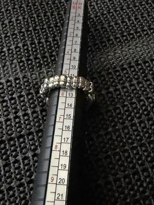 Silver tone adjustable ring with Smokey rhinestones