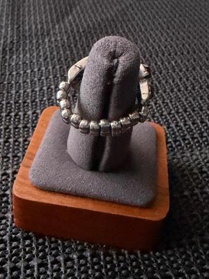 Silver tone adjustable ring with Smokey rhinestones