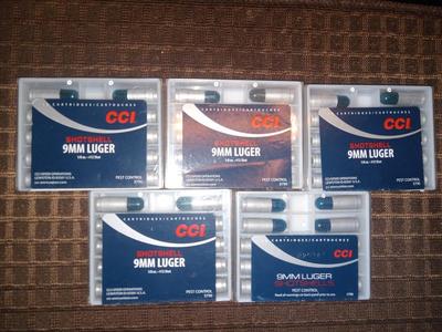 5 10 rd boxes of CCI 9mm luger pest control