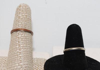 2 Rings Both Size 7 - 1 Silver Tone Heart and Triple Layered Gold Tone - One Stone Missing