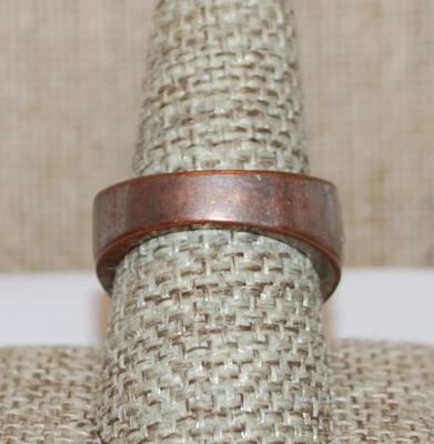 Size 9 Two-Tone Rose Gold & Silver Tone RING with Half Infinity Clear Stones Rows and Light "Copper" Band (10.0g)