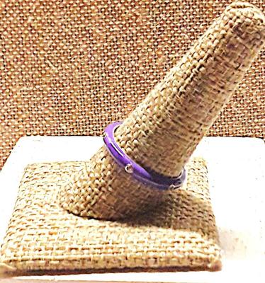 Size 10 Delicate LAVENDER Enamel Ring with 6 Accent Clear Stones on a Silver Tone Band (2.2g) - STACK ALL COLORS for a REAL IMPACT