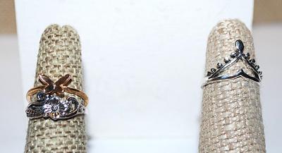 Size 5½-5¾ Collection of 3 RINGS -1 Gold Tone Butterfly; 2 Silver Tone Flower and Crown (3.8g)