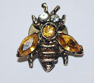 Vintage-Style BEE TACK PIN (¾" x ¾") with Bejeweled Wings and Eyes