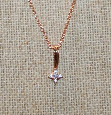 Small Rose Gold 4 Point Star PENDANT (¾" x ¼") on a Rose Gold Necklace Chain 17" L