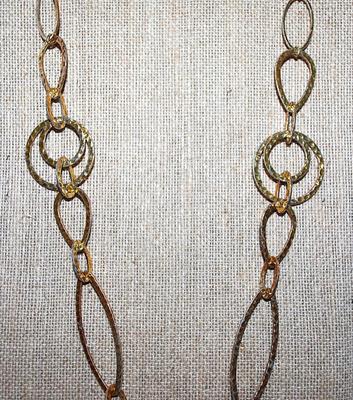 Gold Tone "RINGS & LOOPS NECKLACE with Assorted Shapes and a Lobster Clasp 30" L
