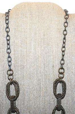 Large Snakeskin Style SOFT Flexible Links NECKLACE in Brass-Tone and Lobster Clasp 24" L