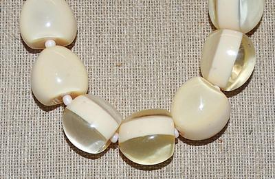 Acrylic Set of 9 "Marshmallows" NECKLACE in Half White and Half Clear Beads and Gold Tone Chain and Lobster Clasp 20" L