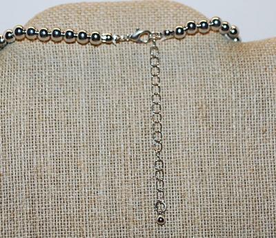 Jade Style Globes Choker NECKLACE with Silver Tone Accent Globes and Lobster Clasp 15" L