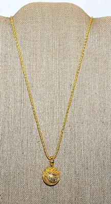 Gold Tone "Nubbed" BASKETBALL PENDANT / NECKLACE with "Snake Scales" Necklace Chain and Lobster Clasp 22" L