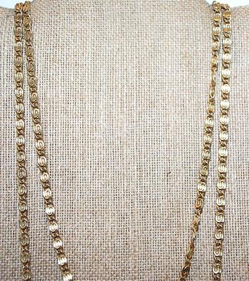 Long WRAP-AROUND Gold Tone "S" Links NECKLACE with Circle Clasp 60" L