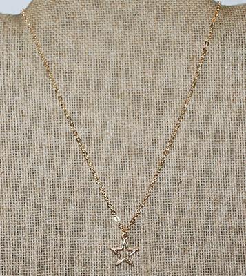 Delicate 5-Point STAR NECKLACE with Gold Tone Chain & Lobster Clasp 15" L