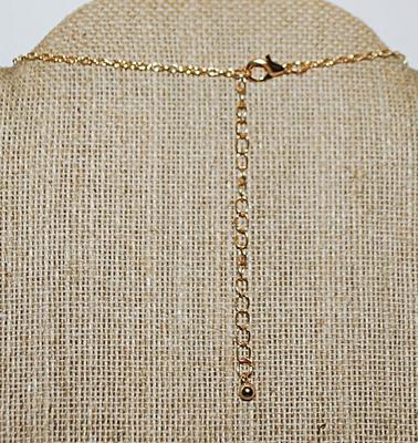 Gold Tone Shiny Oval TAG NECKLACE with Thin Gold Colored Necklace Chain and Lobster Clasp 22" L