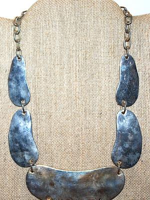 Vintage-Style Large Silver Tone METAL CRESCENTS NECKLACE with Silver Tone Necklace Chain and Lobster Clasp 22" L