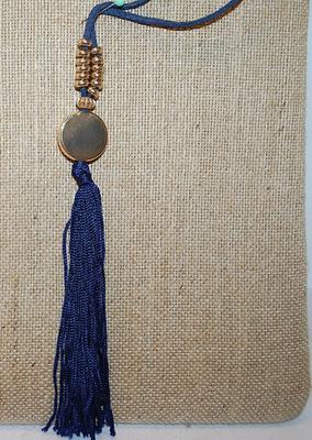 Unusual Double Style Necklace with 2 Swags of Metal, Stones & Cloth with Lobster Clasp 32" L