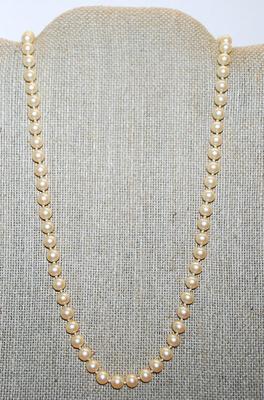 Vintage Off-White Faux PEARL NECKLACE with Unique Large Pearl Snap Clasp 18" L