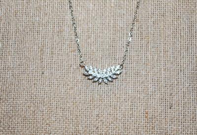 Silver Tone Leaf Branch Swag PENDANT (1" x ¼") on a Silver Tone Necklace Chain 18" L