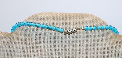 Triple "Molten Style" Acrylic Gray Stones NECKLACE with Blue Bead Chain and Barrel Style Clasp 18" L