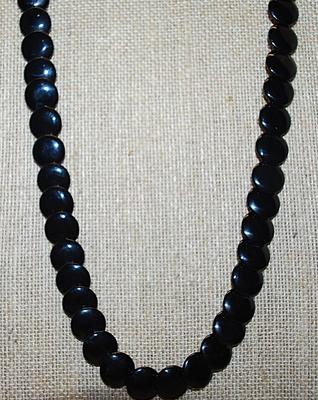 All Black Acrylic DISKS NECKLACE with Gold Tone Graphic Designed Fancy Clasp 28" L