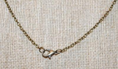 Oval Flowered Brass Style Locket PENDANT (1¼" x 1") on a Dark Gold Tone Necklace Chain 20" L