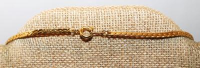 Red, Black & Gold CURVED BAR NECKLACE with Gold Tone Snake-Link Style Chain and Lobster Clasp 16" L