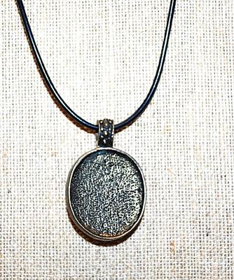 Beautiful Oval ORANGE CABOCHON PENDANT (1¾" x 1¼") NECKLACE With Black ROPE Chain & Lobster Clasp 18" L