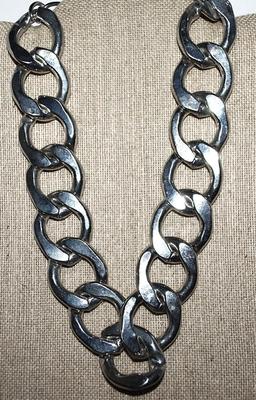 Large Link (1½" ea.) Heavy Solid Chain-Link NECKLACE with Large Lobster Clasp 18" L
