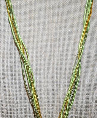 "Starfish" Glass Flowered REVERSIBLE PENDANT/NECKLACE Combo with Lime Green & Gold Cords and Lobster Clasp 16" L