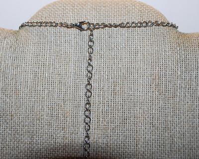 Large Oval Blue Sliced "MARBLE NECKLACE PENDANT (2" x 1½") with 2 Different Sides with Lobster Clasp on a Silver Tone...