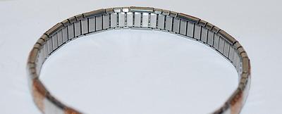 Rose Gold & Silver Tone Elastic Segmented BRACELET (2¾" Opening) with "Ground" Rose Gold Squares