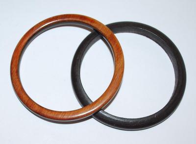 Collection of 2 WOODEN STYLE BANGLE BRACELETS (2¼" Opening) in Brown & Light Brown