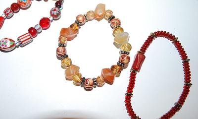 Collection of 3 Colorful Elastic BRACELETS (2½" Opening) with an Assortment of Colors and Shapes