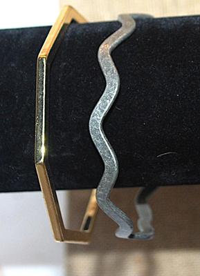 Collection of 2 ANGLE BRACELETS (2¼" Opening) in Both Gold and Silver Tone