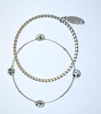 Marked "CARA NY" Silver Tone BRACELET (2½" Opening) and Silver Tone Flexible Soccer Bracelet